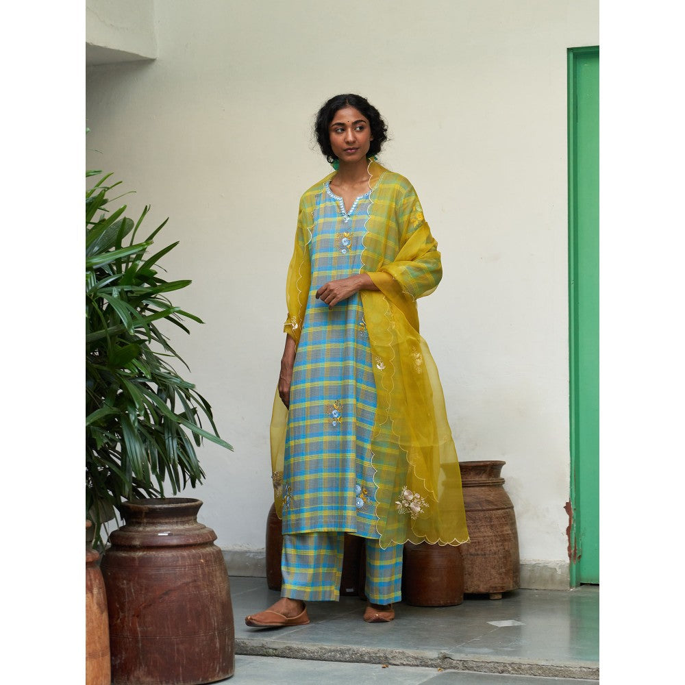 Label Earthen Yellow Kurta & Pant with Dupatta (Set of 3)