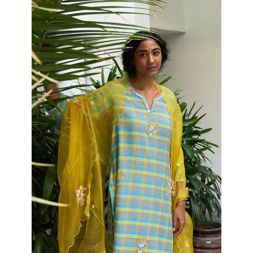 Label Earthen Yellow Kurta & Pant with Dupatta (Set of 3)