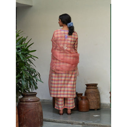 Label Earthen Pink Kurta & Pant with Dupatta (Set of 3)