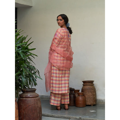 Label Earthen Pink Kurta & Pant with Dupatta (Set of 3)
