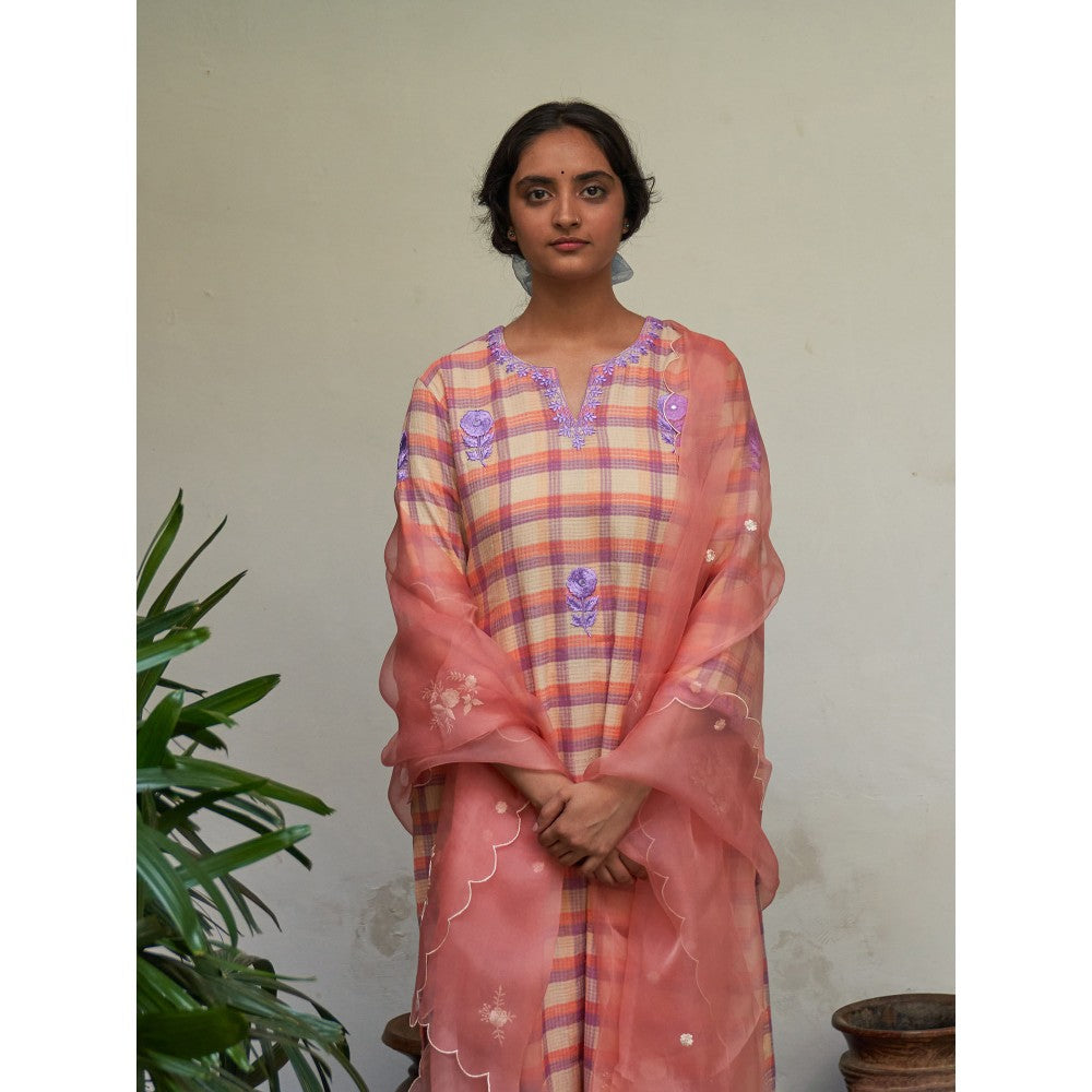 Label Earthen Pink Kurta & Pant with Dupatta (Set of 3)