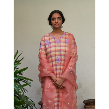 Label Earthen Pink Kurta & Pant with Dupatta (Set of 3)
