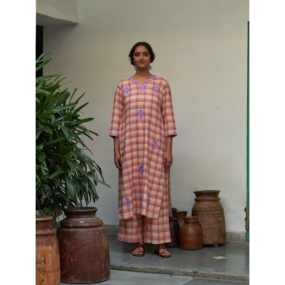 Label Earthen Pink Kurta & Pant with Dupatta (Set of 3)