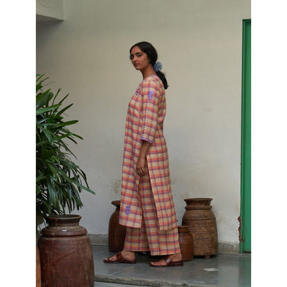 Label Earthen Pink Kurta & Pant with Dupatta (Set of 3)