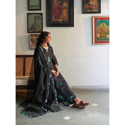 Label Earthen Black Anarkali & Pant with Dupatta (Set of 3)