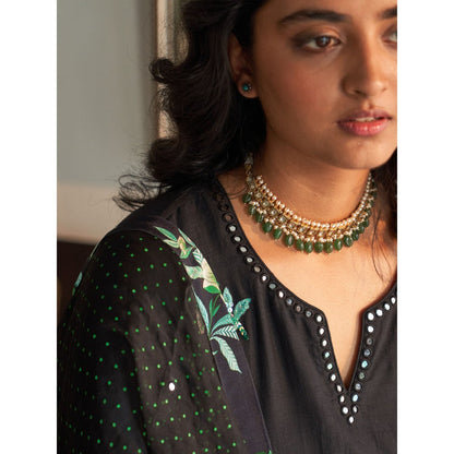 Label Earthen Black Anarkali & Pant with Dupatta (Set of 3)