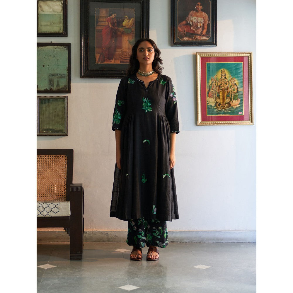 Label Earthen Black Anarkali & Pant with Dupatta (Set of 3)