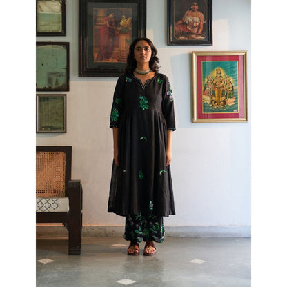 Label Earthen Black Anarkali & Pant with Dupatta (Set of 3)