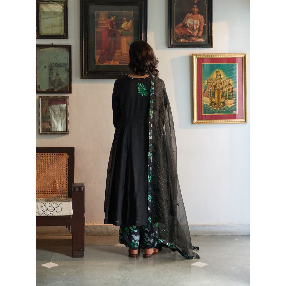 Label Earthen Black Anarkali & Pant with Dupatta (Set of 3)