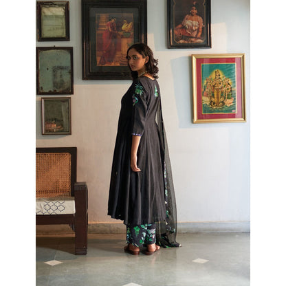 Label Earthen Black Anarkali & Pant with Dupatta (Set of 3)