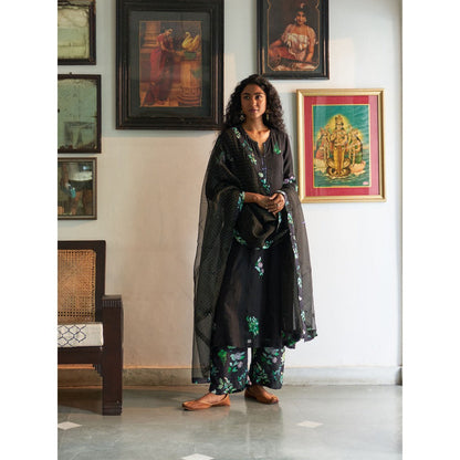 Label Earthen Black Kurta & Pant with Dupatta (Set of 3)