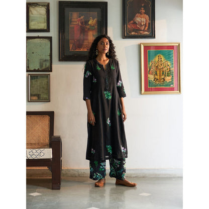 Label Earthen Black Kurta & Pant with Dupatta (Set of 3)