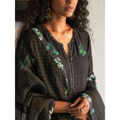 Label Earthen Black Kurta & Pant with Dupatta (Set of 3)