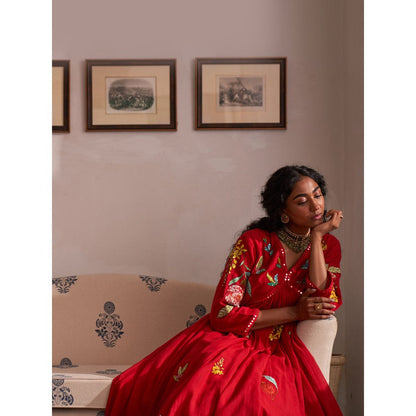 Label Earthen Red Anarkali & Pant (Set of 2)