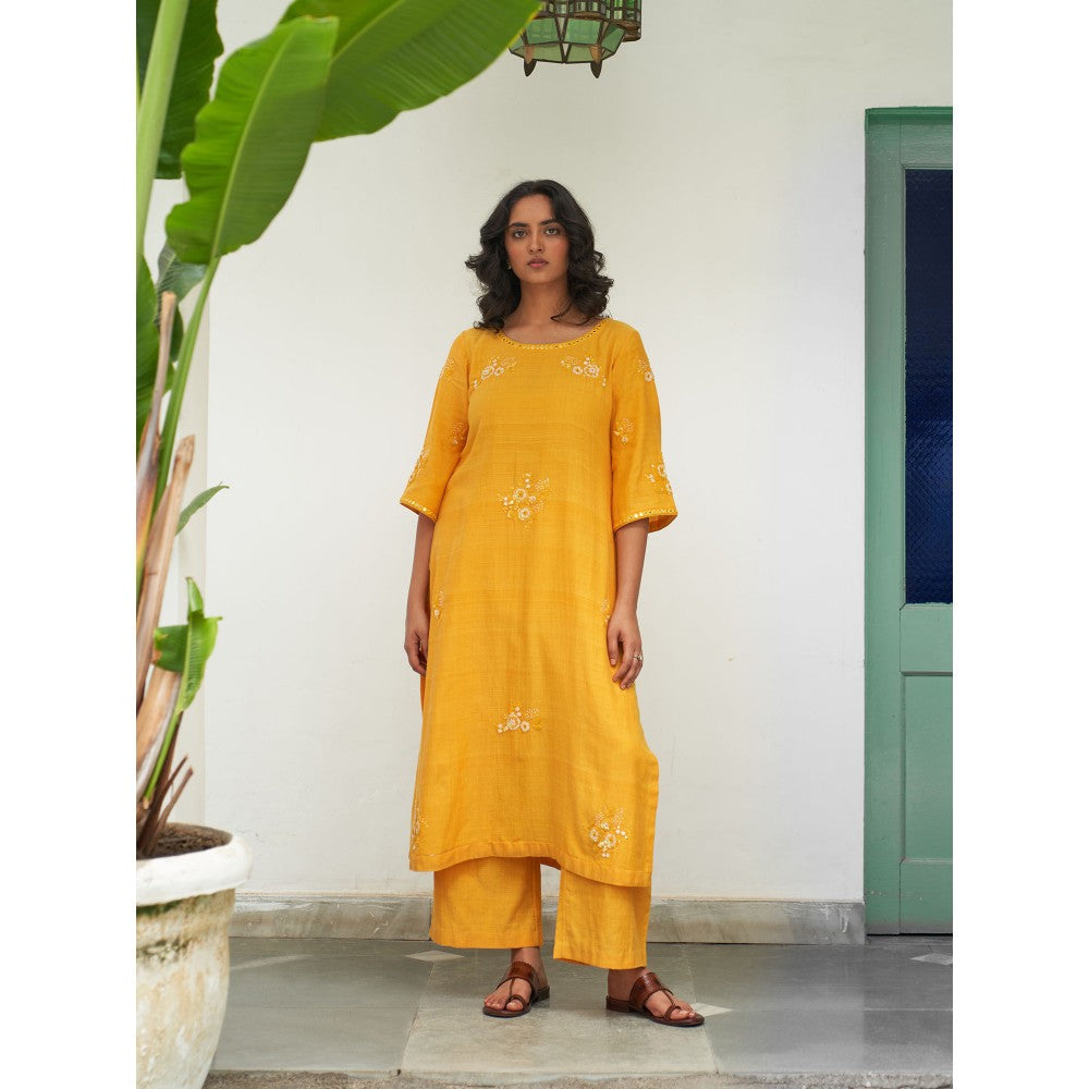 Label Earthen Mustard Kurta & Pant with Dupatta (Set of 3)