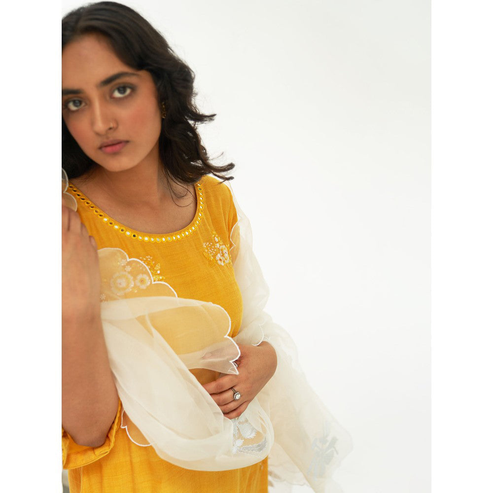 Label Earthen Mustard Kurta & Pant with Dupatta (Set of 3)