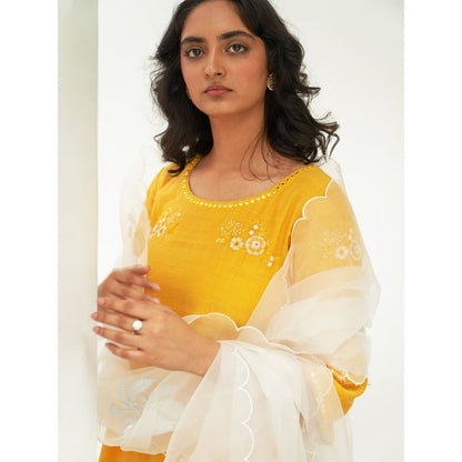 Label Earthen Mustard Kurta & Pant with Dupatta (Set of 3)