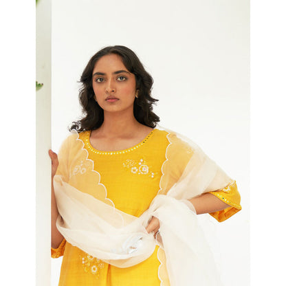 Label Earthen Mustard Kurta & Pant with Dupatta (Set of 3)