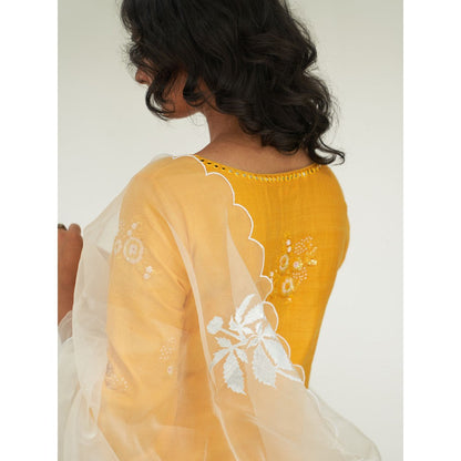 Label Earthen Mustard Kurta & Pant with Dupatta (Set of 3)