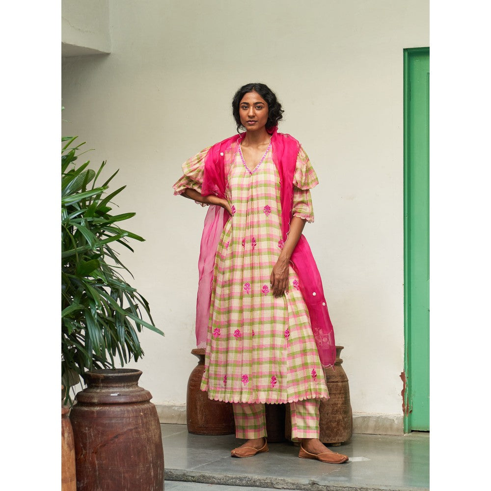 Label Earthen Multi Color Anarkali & Pant with Dupatta (Set of 3)