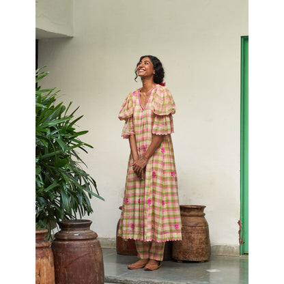 Label Earthen Multi Color Anarkali & Pant with Dupatta (Set of 3)