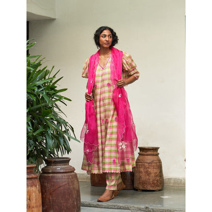 Label Earthen Multi Color Anarkali & Pant with Dupatta (Set of 3)