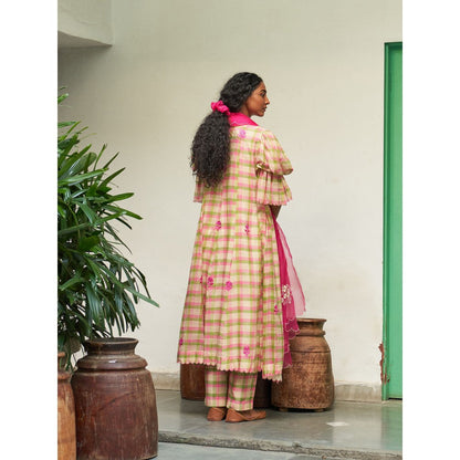 Label Earthen Multi Color Anarkali & Pant with Dupatta (Set of 3)