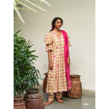 Label Earthen Multi Color Anarkali & Pant with Dupatta (Set of 3)