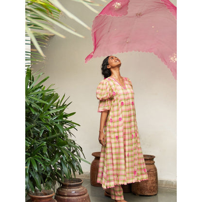 Label Earthen Multi Color Anarkali & Pant with Dupatta (Set of 3)