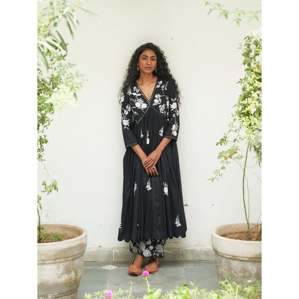 Label Earthen Black Anarkali & Pant (Set of 2)