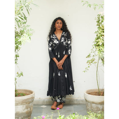 Label Earthen Black Anarkali & Pant (Set of 2)