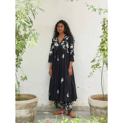 Label Earthen Black Anarkali & Pant (Set of 2)