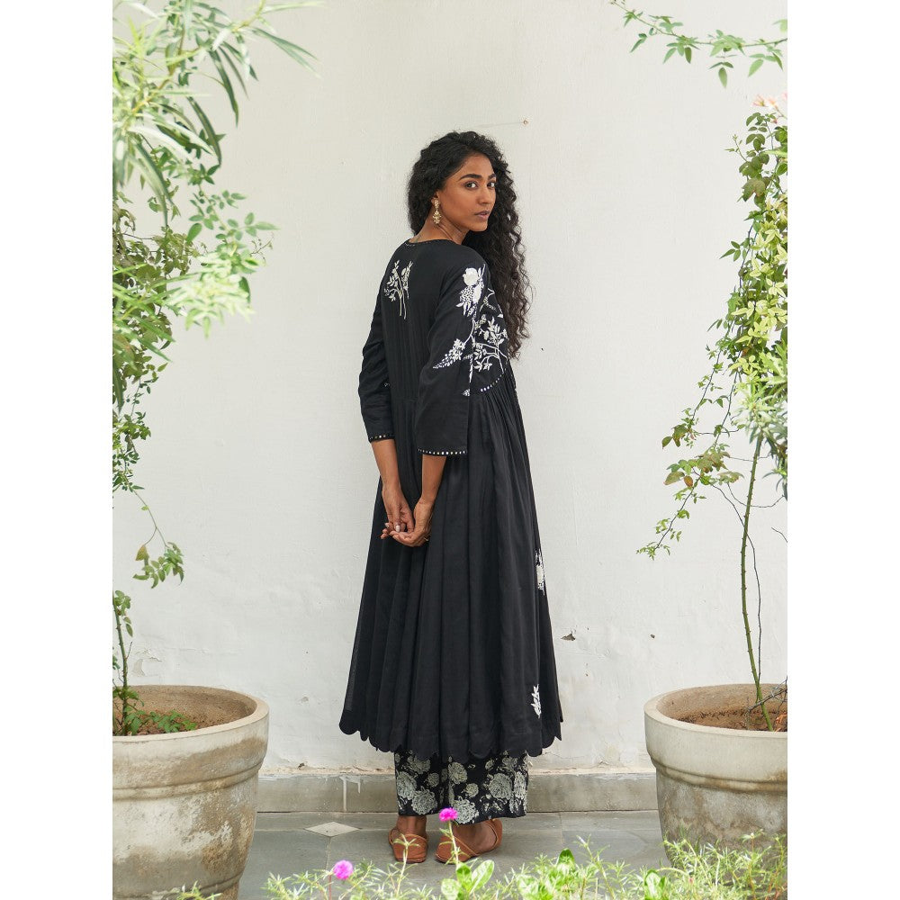 Label Earthen Black Anarkali & Pant (Set of 2)