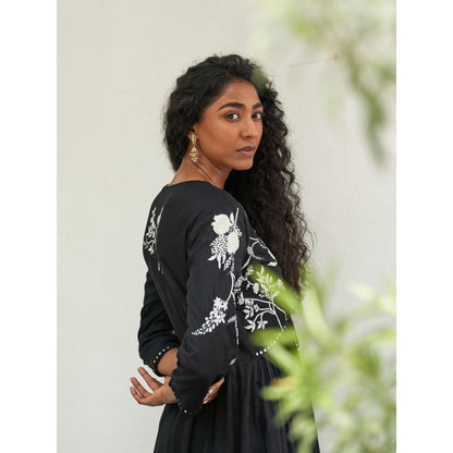 Label Earthen Black Anarkali & Pant (Set of 2)