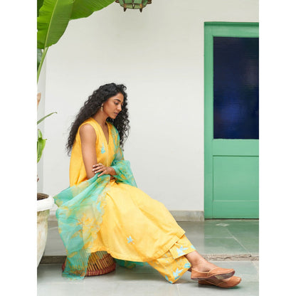 Label Earthen Mustard Kurta & Pant with Dupatta (Set of 3)