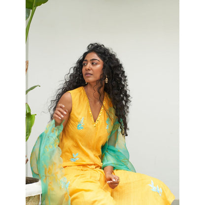 Label Earthen Mustard Kurta & Pant with Dupatta (Set of 3)