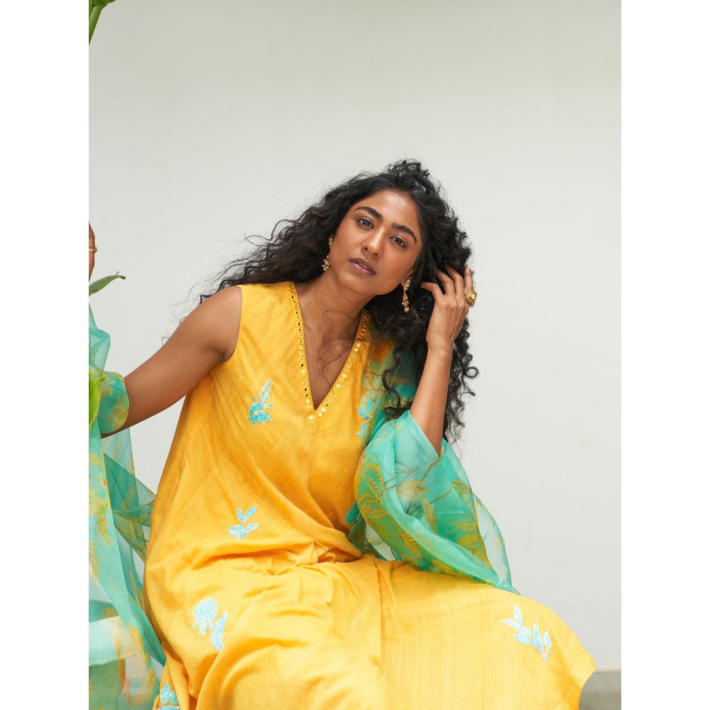 Label Earthen Mustard Kurta & Pant with Dupatta (Set of 3)