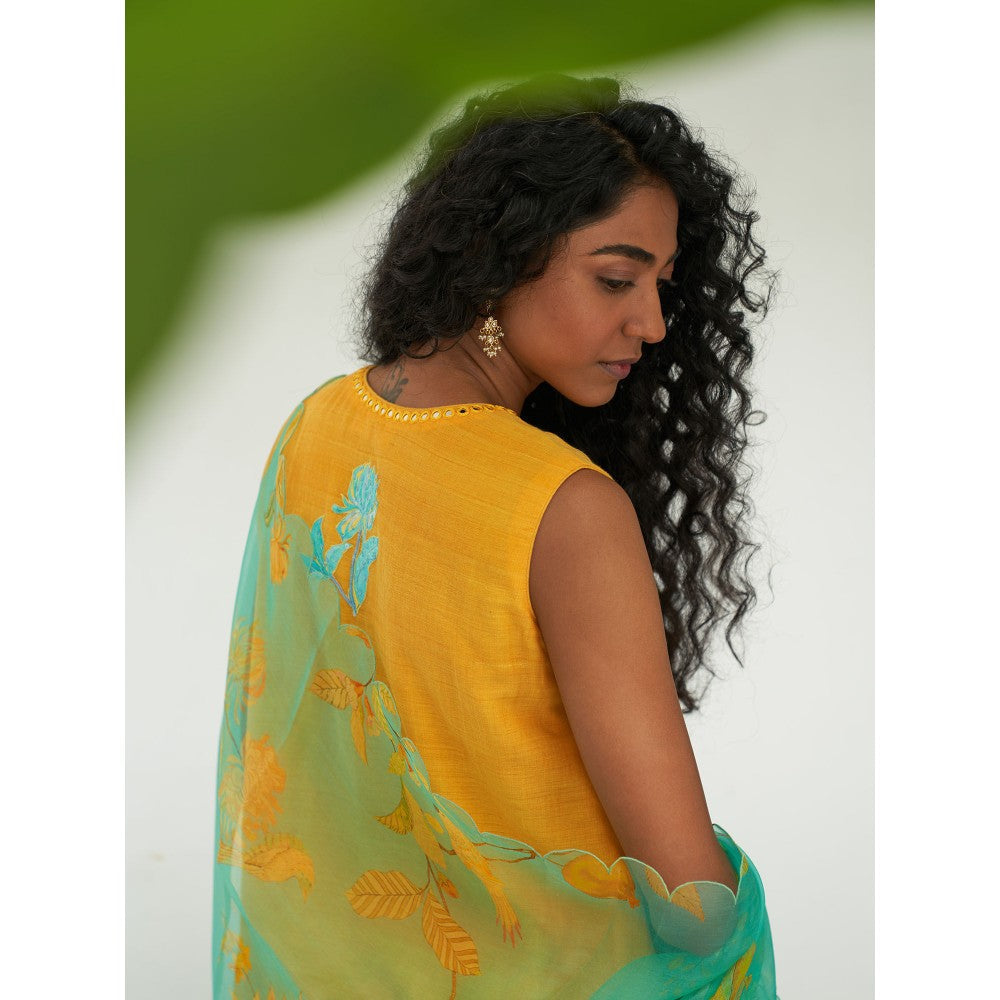 Label Earthen Mustard Kurta & Pant with Dupatta (Set of 3)