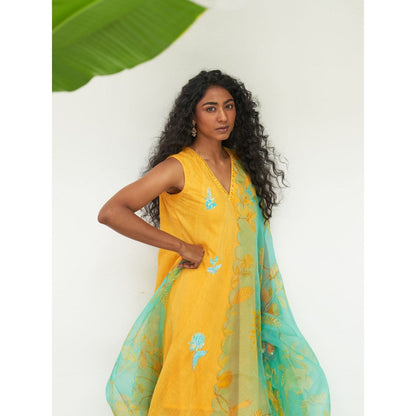 Label Earthen Mustard Kurta & Pant with Dupatta (Set of 3)