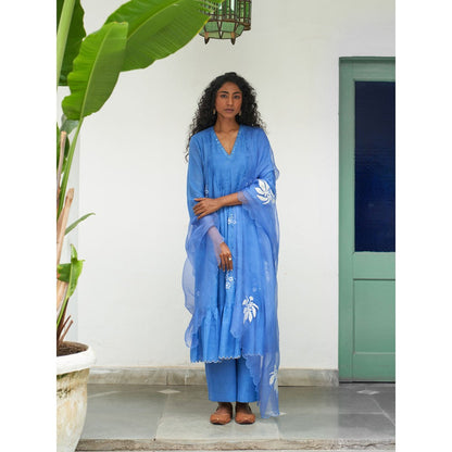 Label Earthen Blue Kurta & Pant with Dupatta (Set of 3)