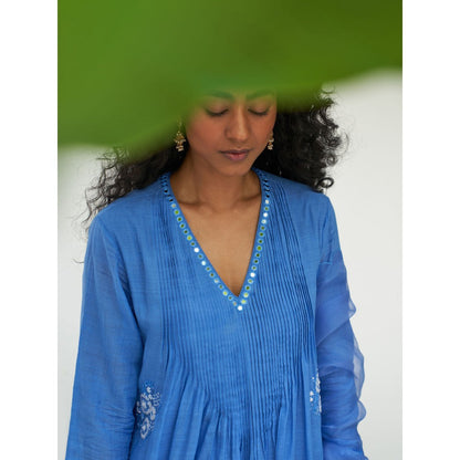 Label Earthen Blue Kurta & Pant with Dupatta (Set of 3)