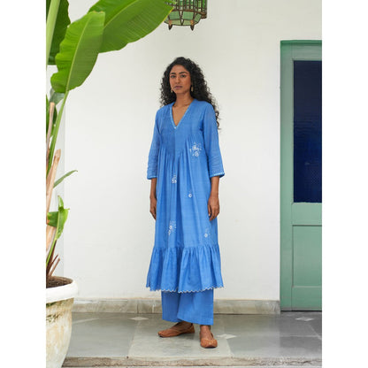Label Earthen Blue Kurta & Pant with Dupatta (Set of 3)