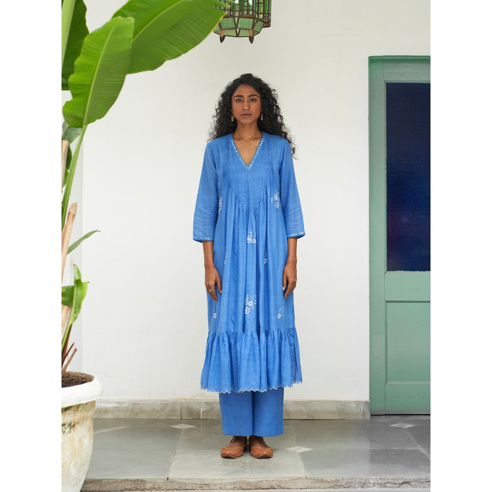 Label Earthen Blue Kurta & Pant with Dupatta (Set of 3)