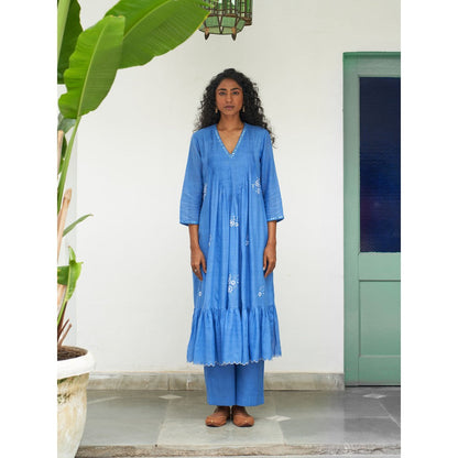 Label Earthen Blue Kurta & Pant with Dupatta (Set of 3)