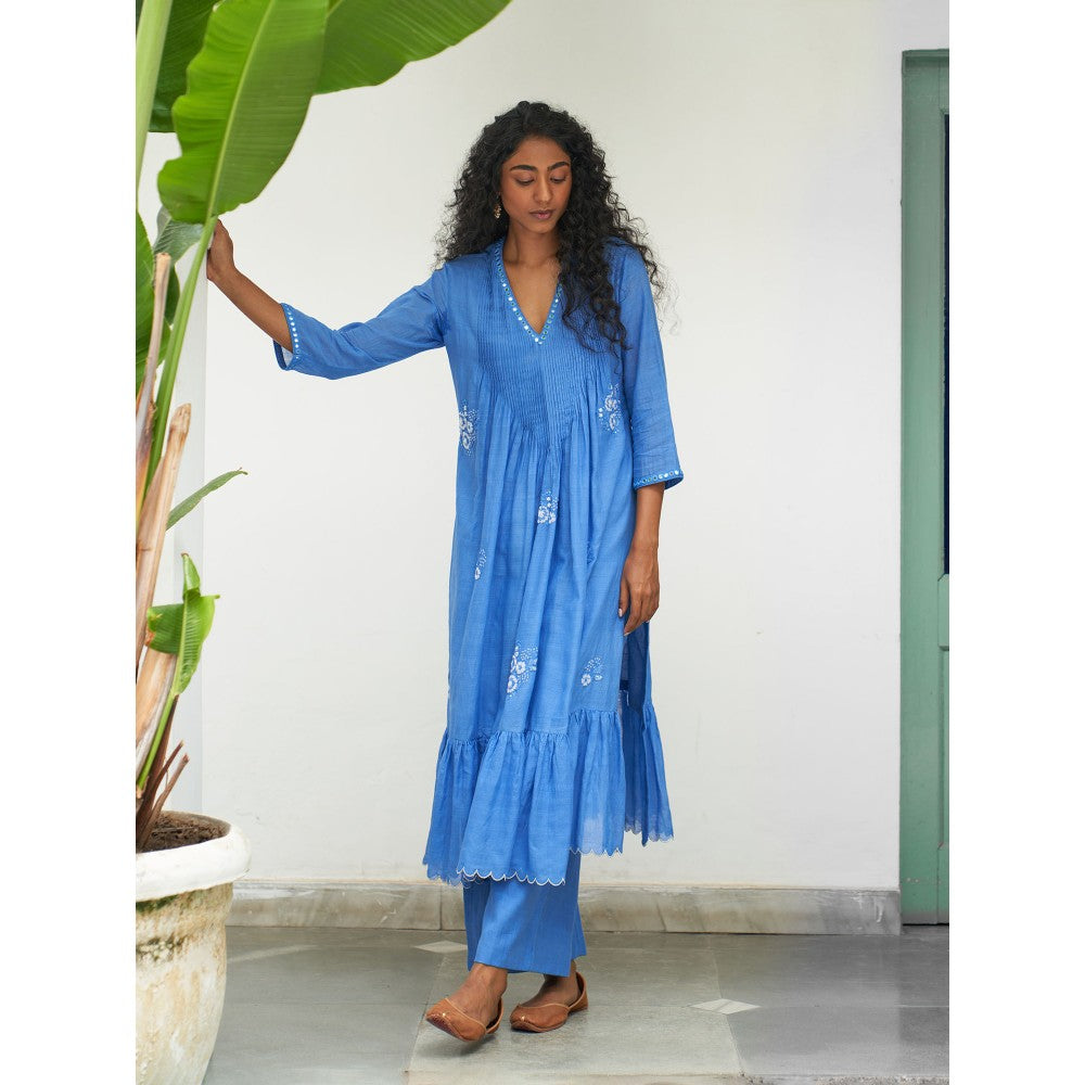 Label Earthen Blue Kurta & Pant with Dupatta (Set of 3)