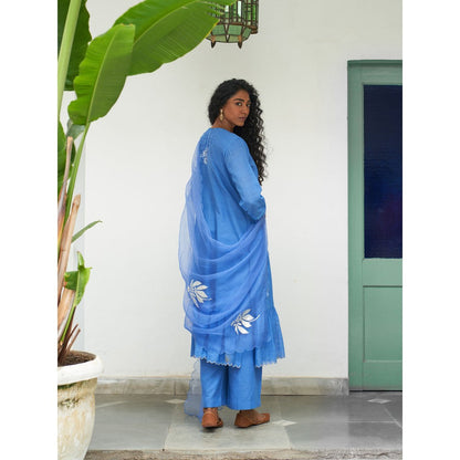 Label Earthen Blue Kurta & Pant with Dupatta (Set of 3)