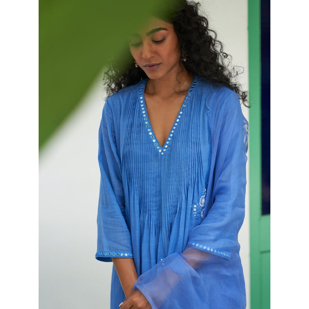 Label Earthen Blue Kurta & Pant with Dupatta (Set of 3)