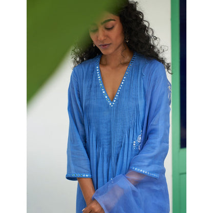 Label Earthen Blue Kurta & Pant with Dupatta (Set of 3)