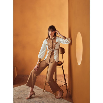 Label Deepika Nagpal Peru Flap Shirt With Belt & Colour Blocking Detail Sleeves (Set of 3)