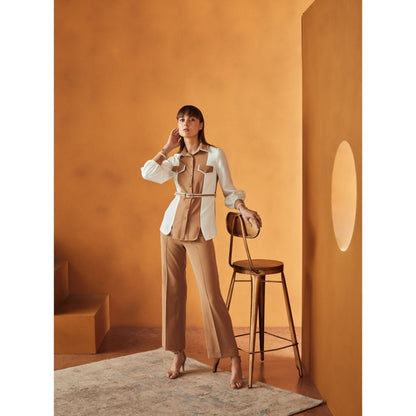 Label Deepika Nagpal Peru Flap Shirt With Belt & Colour Blocking Detail Sleeves (Set of 3)